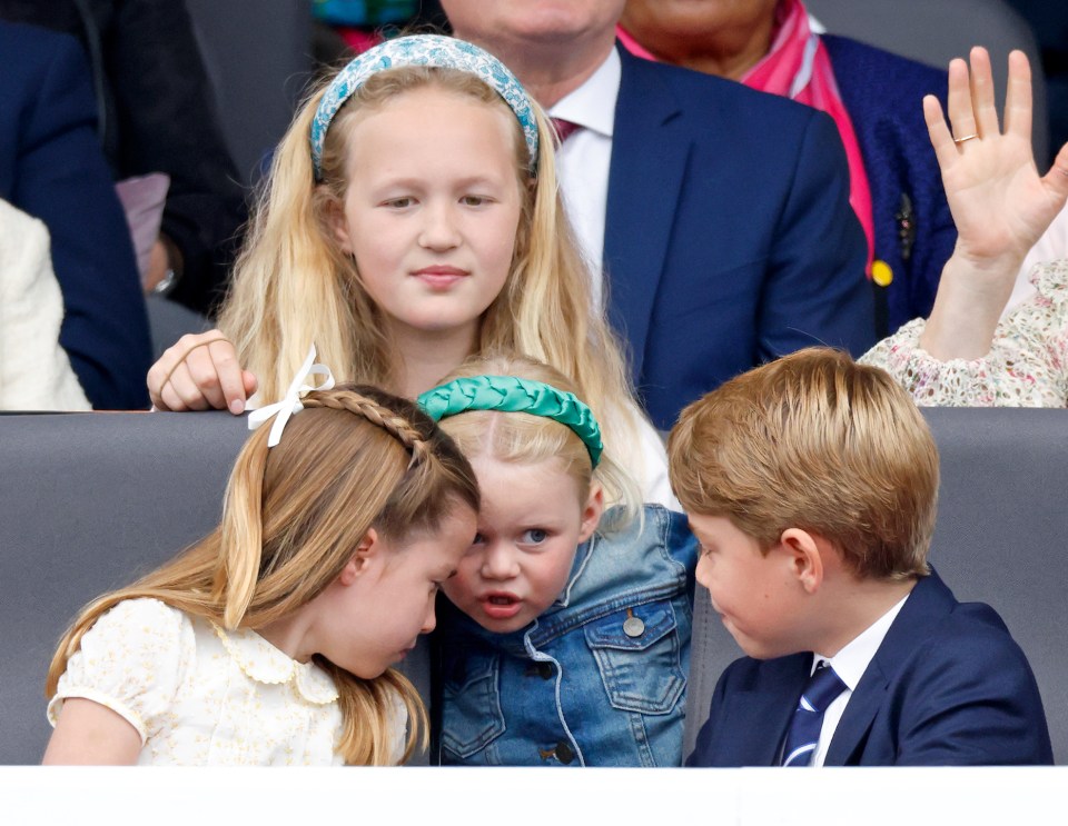 The Wales family are very close to Zara Tindall's three kids, pictured talking to Lena, and also spend a lot of time with Peter Phillip's children too, Savannah pictured behind