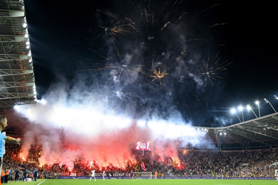 Servette ultras let off fireworks inside the ground