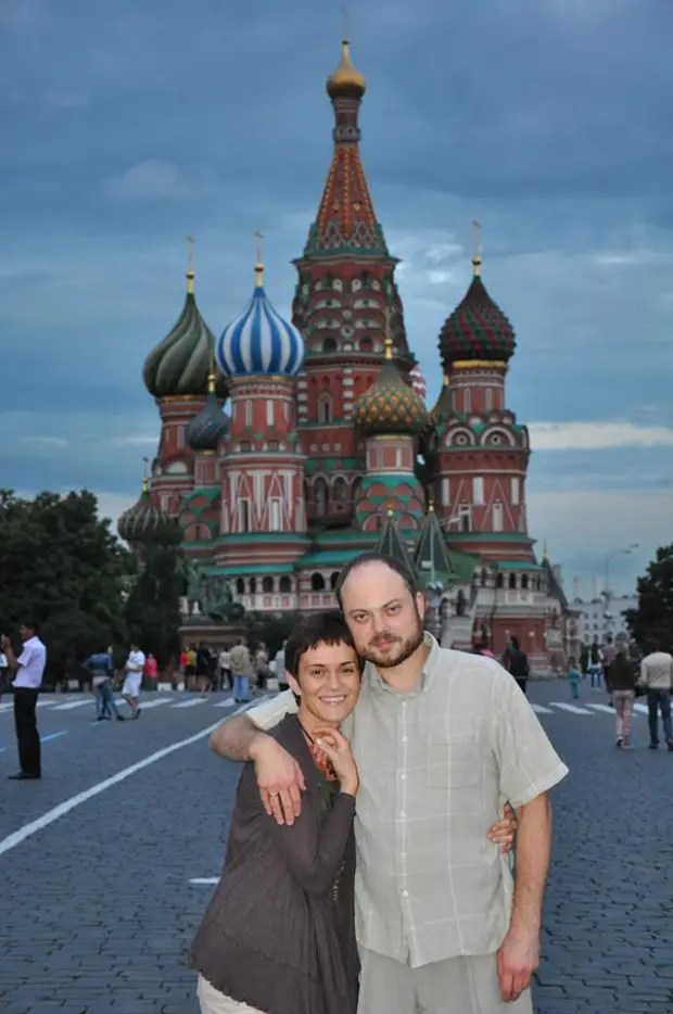 The Brit pictured with wife Evgenia during happier times in Moscow