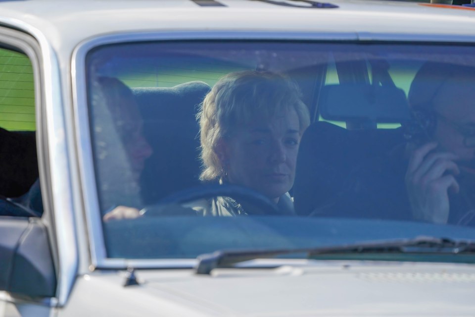 The actress was seen in the back of a car