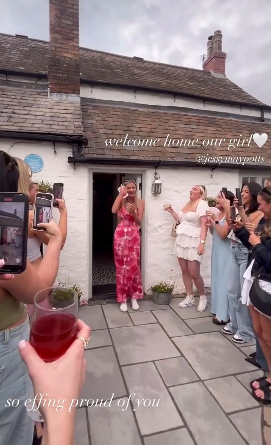 Jessy Potts was surprised by her loved ones after leaving the Love Island villa