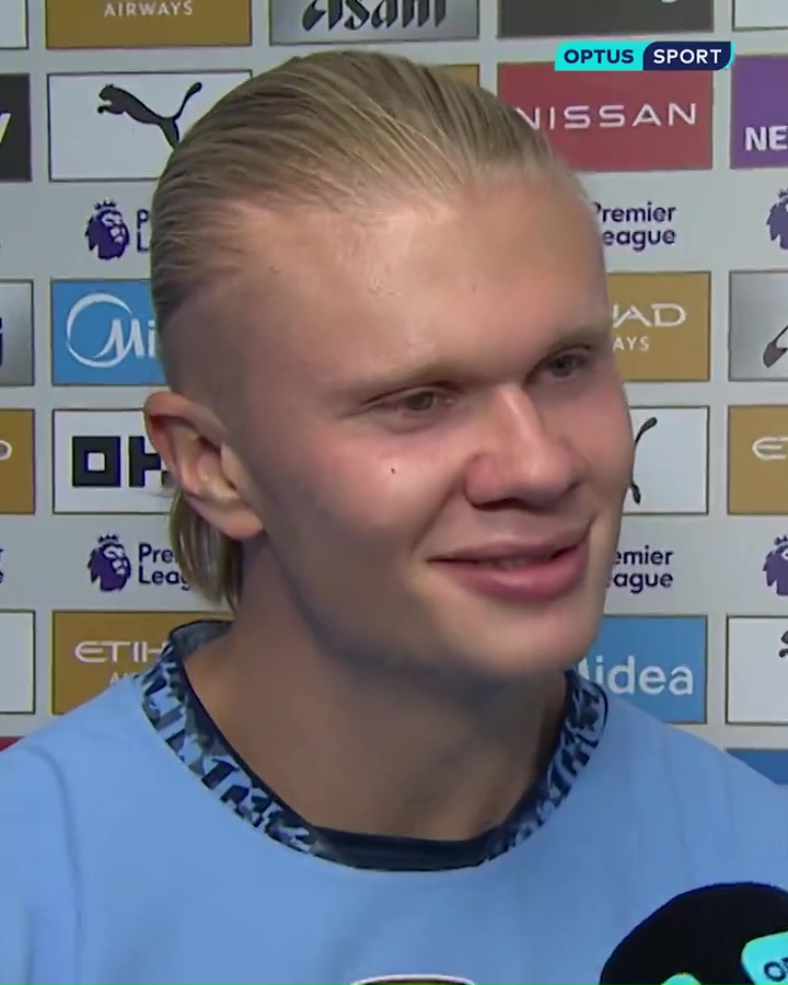 Erling Haaland gave a blunt eight-word response in his post-match interview