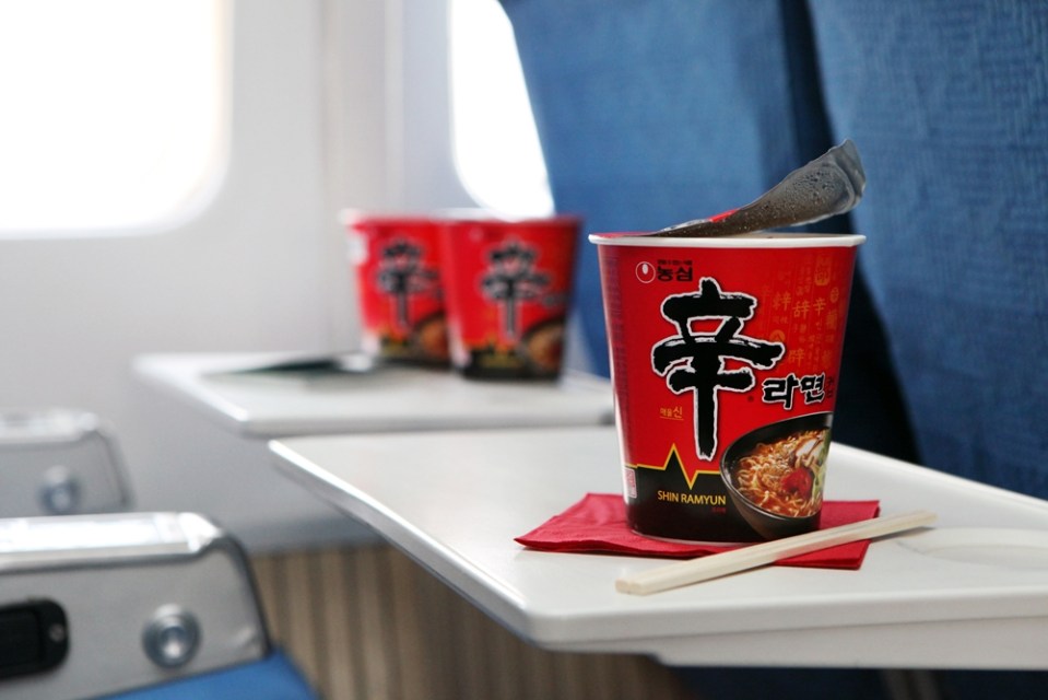 The spicy instant noodles won't be available to economy passengers anymore