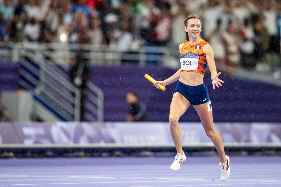 The runner chased down the US team to snatch the gold for The Netherlands