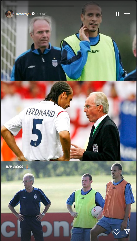 Rio Ferdinand posted three pictures on his Instagram story with the caption: "RIP BOSS"