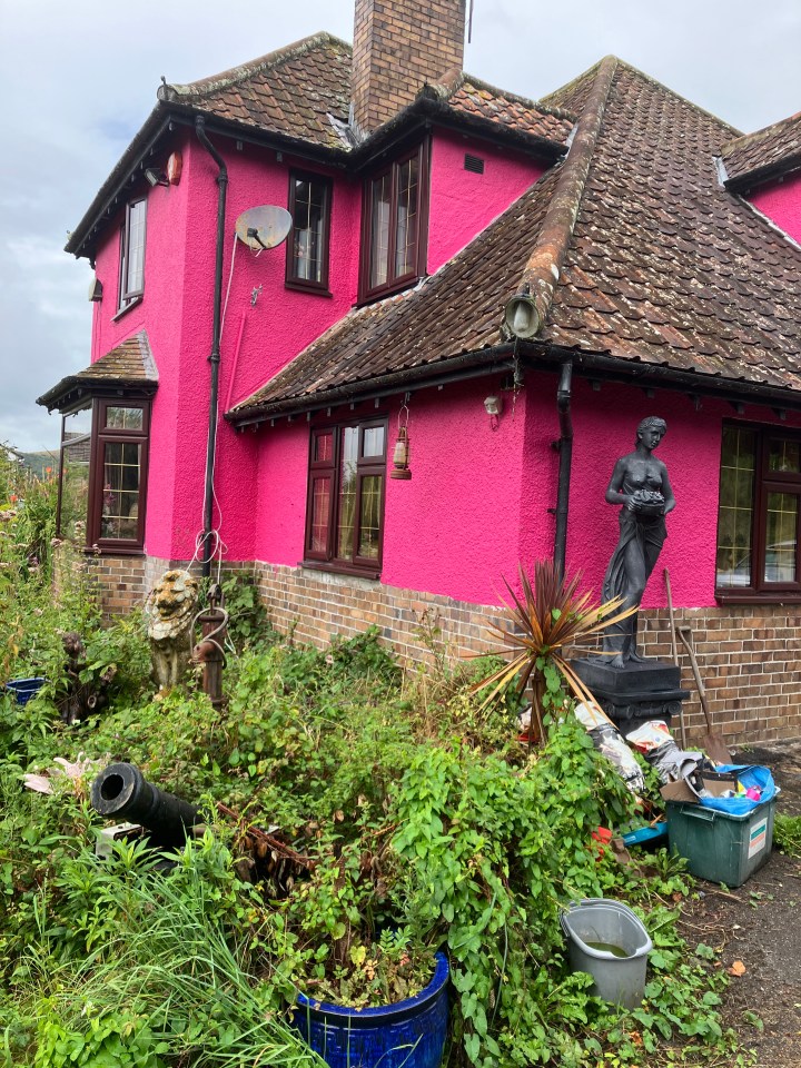 The walls had been re-painted in a bright pink