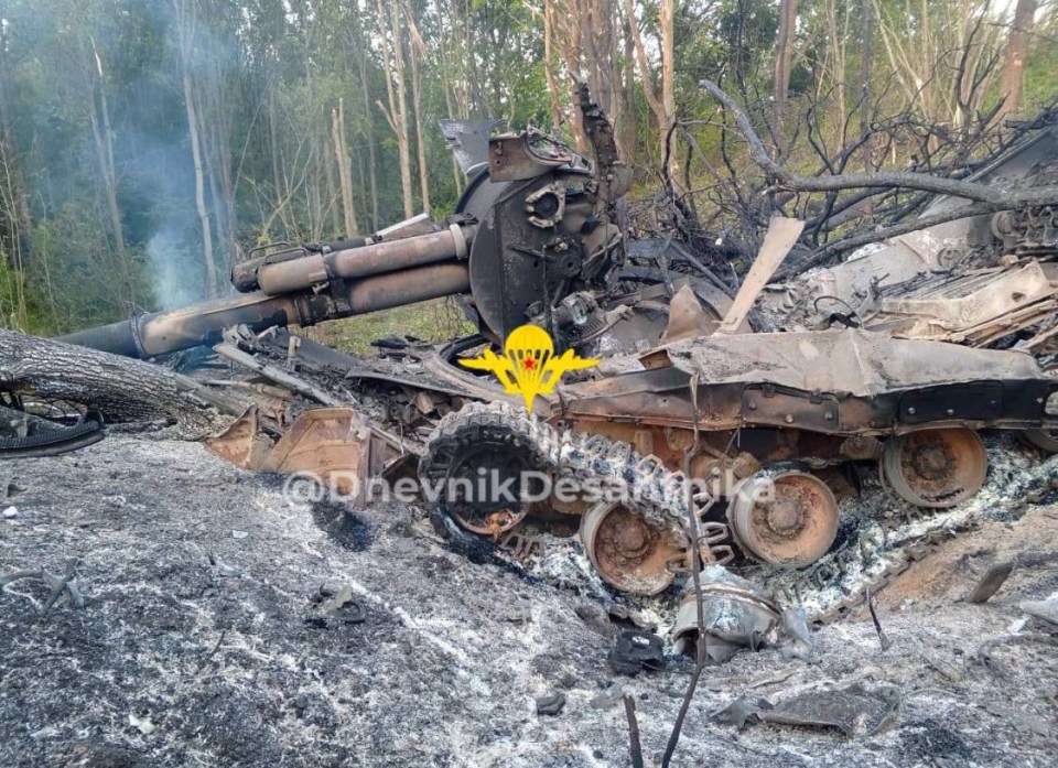 A Russian tank was taken out by a Russian helicopter