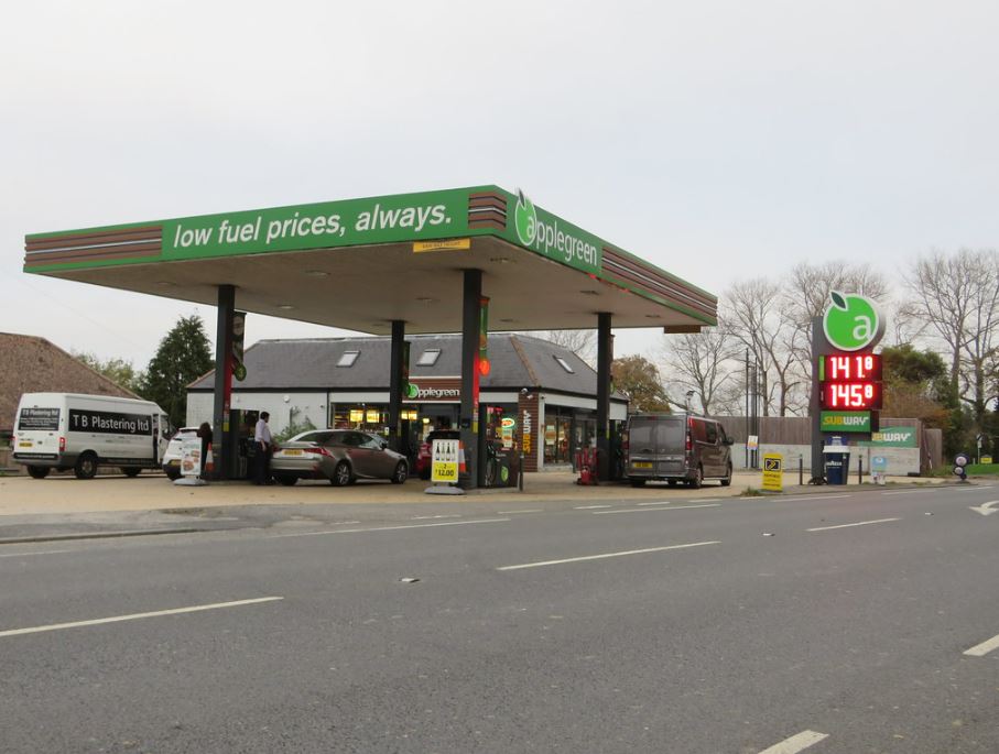 Drivers can get petrol for 137.8p a litre at Applegreen's station in Crawley, West Sussex