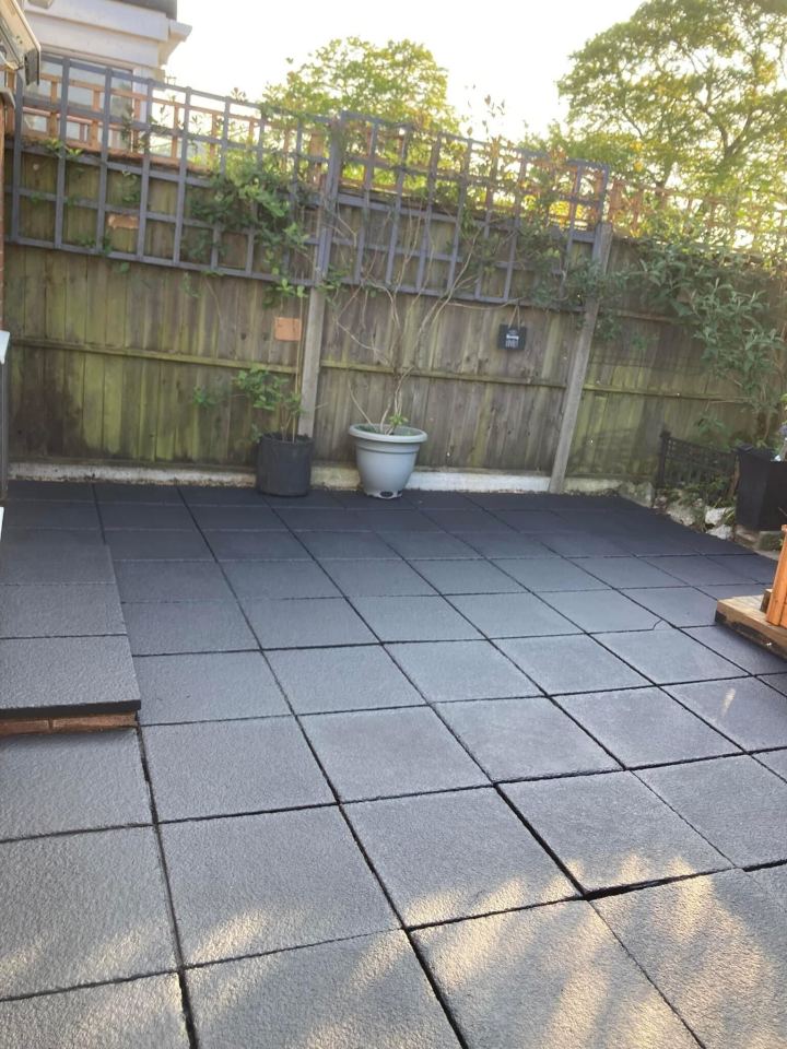 Then she used products form Wickes to transform the slabs completely