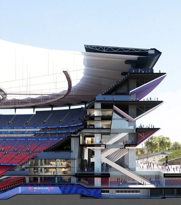 an artist 's impression of the inside of a soccer stadium