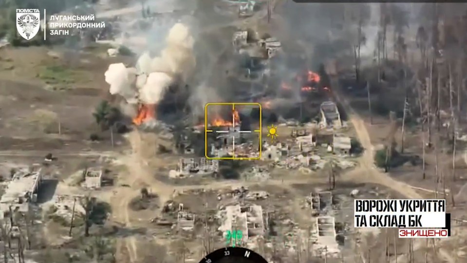 Plumes of smoke could be seen rising from houses in Kursk after Ukrainian drone strikes