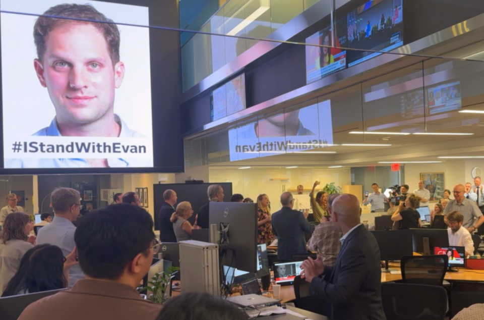 Wall Street Journal newsroom in New York celebrated Evan's release