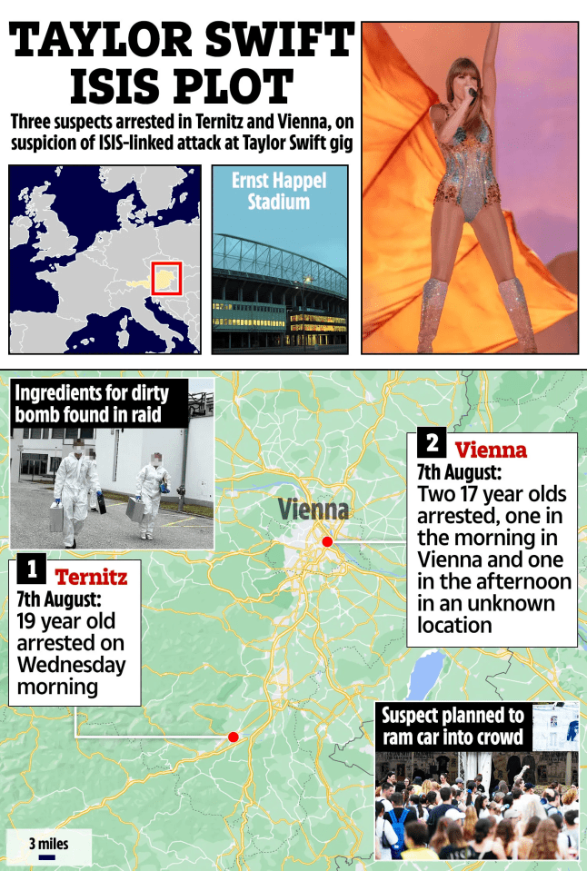 an advertisement for taylor swift shows a map of vienna