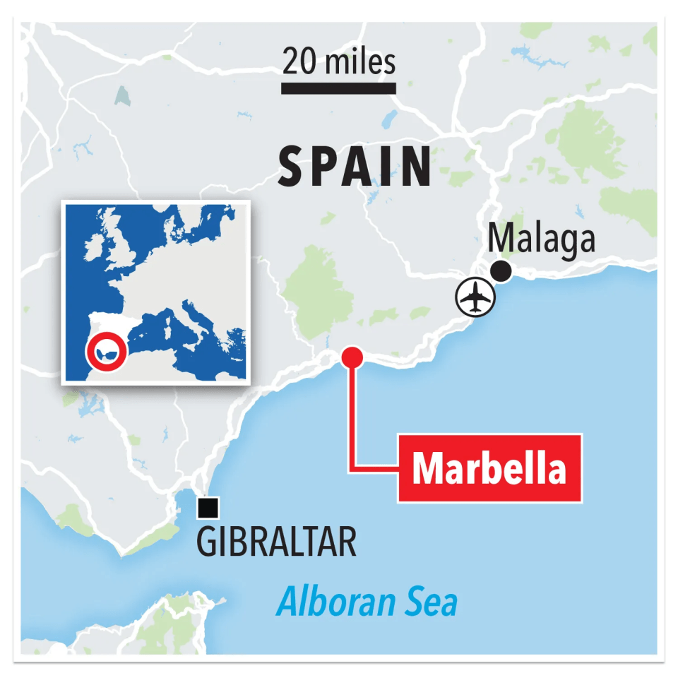 a map showing the location of marbella in spain