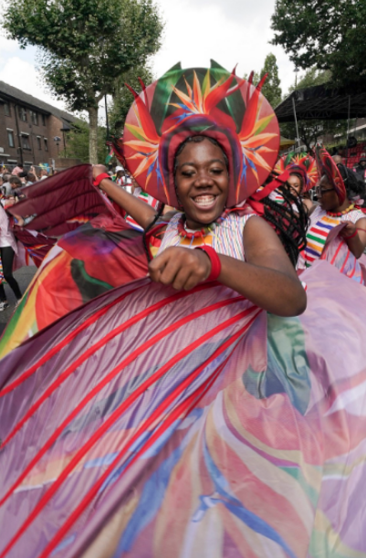 Revellers at Notting Hill Festival today