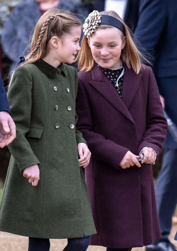 Princess Charlotte was seen giggling away with Zara Tindall's daughter Mia on Christmas day