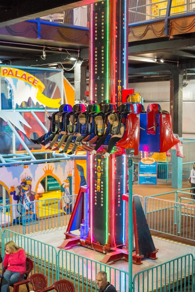 The indoor play area also features a huge drop tower