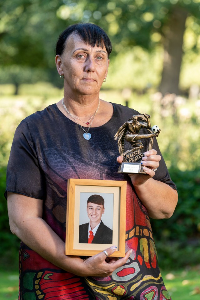 Jay Slater's mum Debbie Duncan with pictures of her beloved son