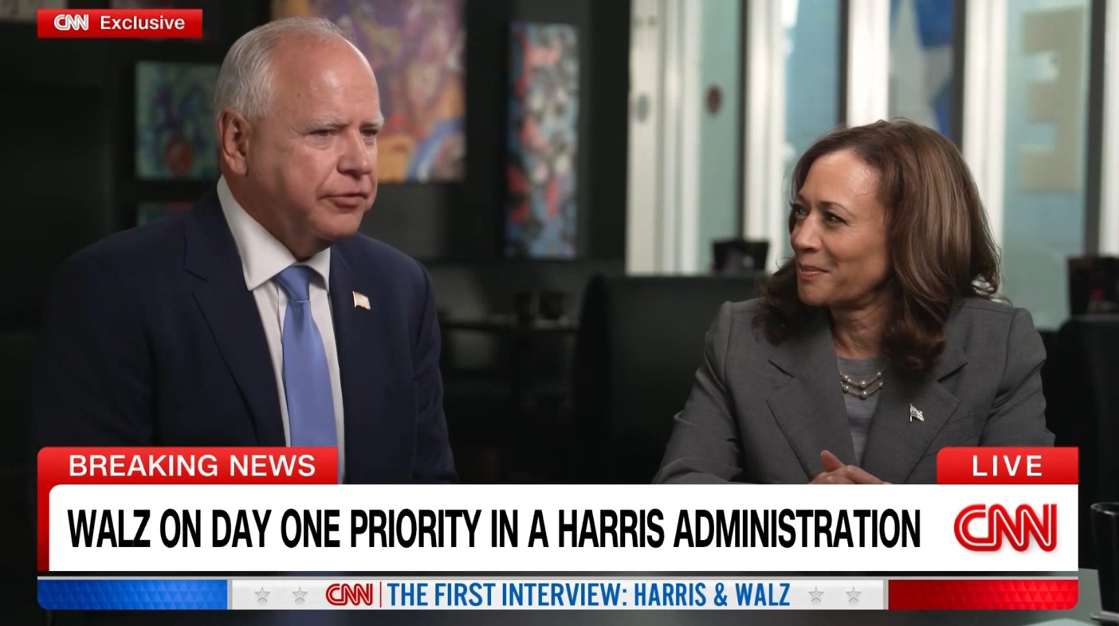 a cnn exclusive interview with harris and walz