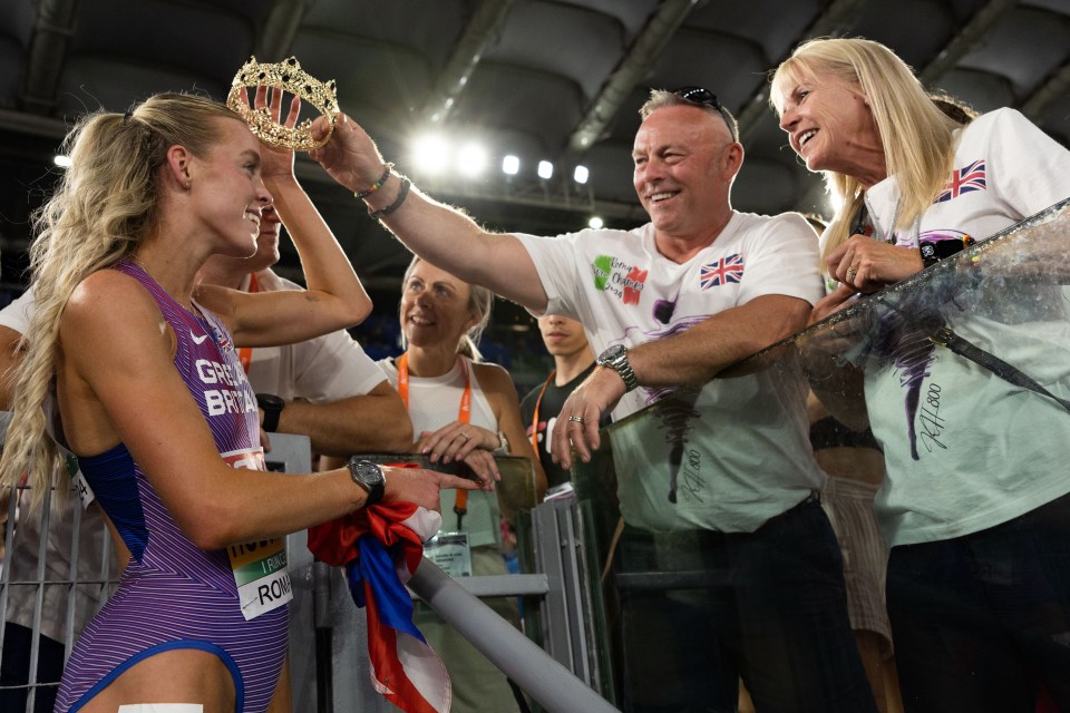 Dad Dean crowns his daughter as proud mum Rachel looks son