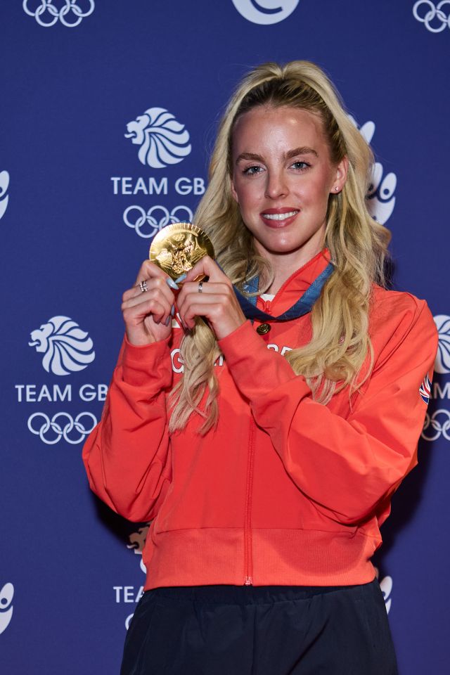 She showed off her gold medal at the Team GB Homecoming event