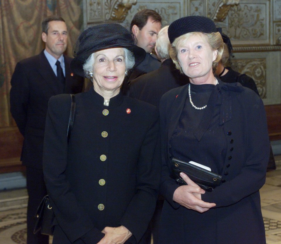 Lady Airlie and Lady Elton, both Ladies in Waiting to the late Queen, pictured together