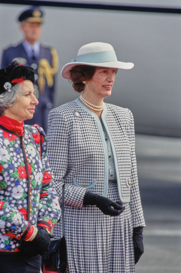 Lady of the Bedchamber Virginia Ogilvy, Countess of Airlie, and Woman of the Bedchamber to Queen Elizabeth II Lady Susan Hussey