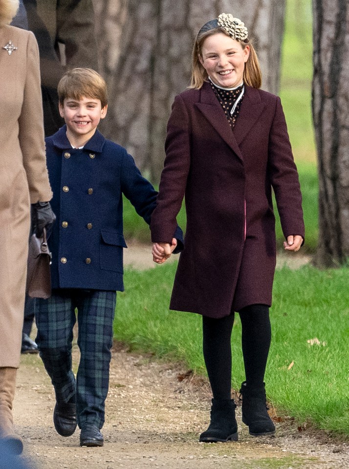 Mia Tindall adorably held Prince Louis' hand on Christmas Day 2023