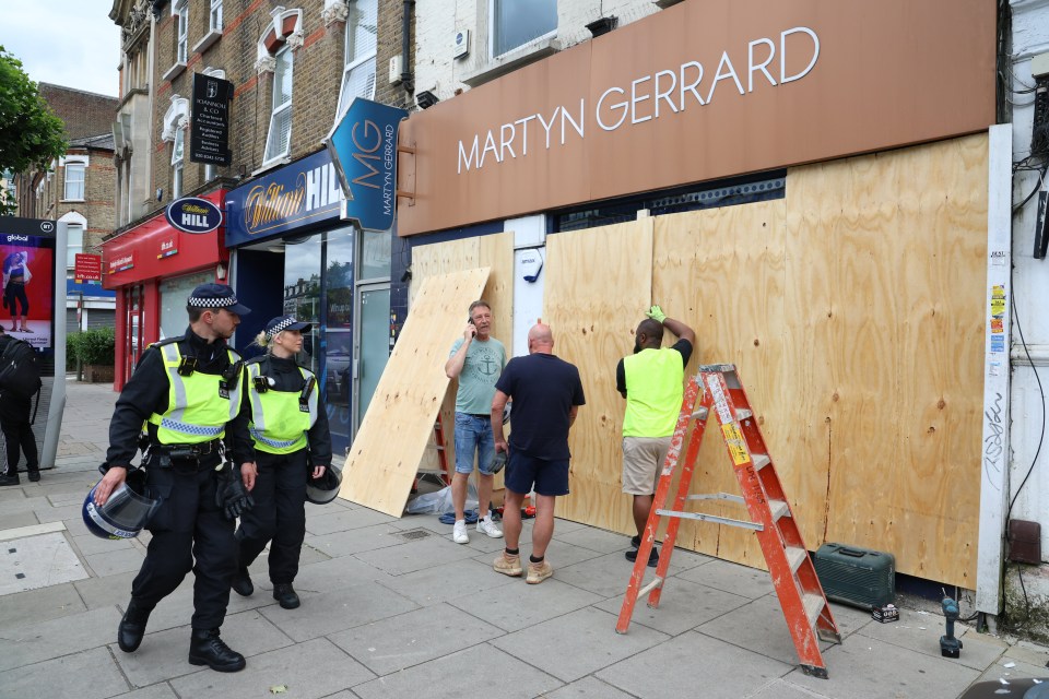 Met Police officers carry out Riot Reassurance Patrols in Finchley, north London