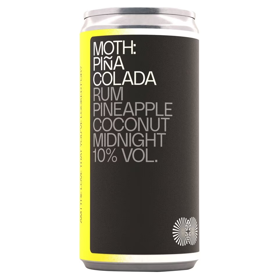 a can of moth piña colada rum pineapple coconut midnight 10 % vol