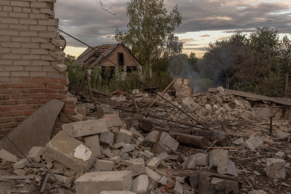 Houses reduced to rubble in Loknya, Sumy, near the border with Russia after Ukraine's invasion