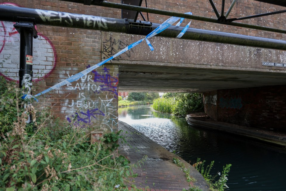 a bridge over a body of water has graffiti on it that says " our savior is jesus "