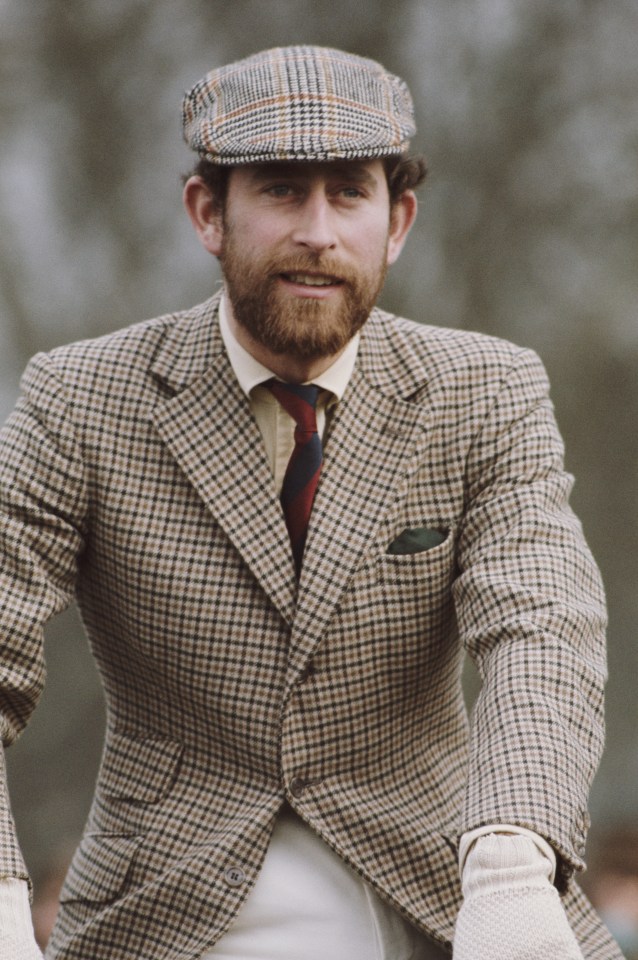 King Charles sporting a beard at the Badminton Horse Trials in 1976