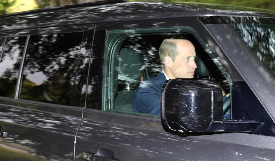 Prince William was seen driving the couple to Crathie Church