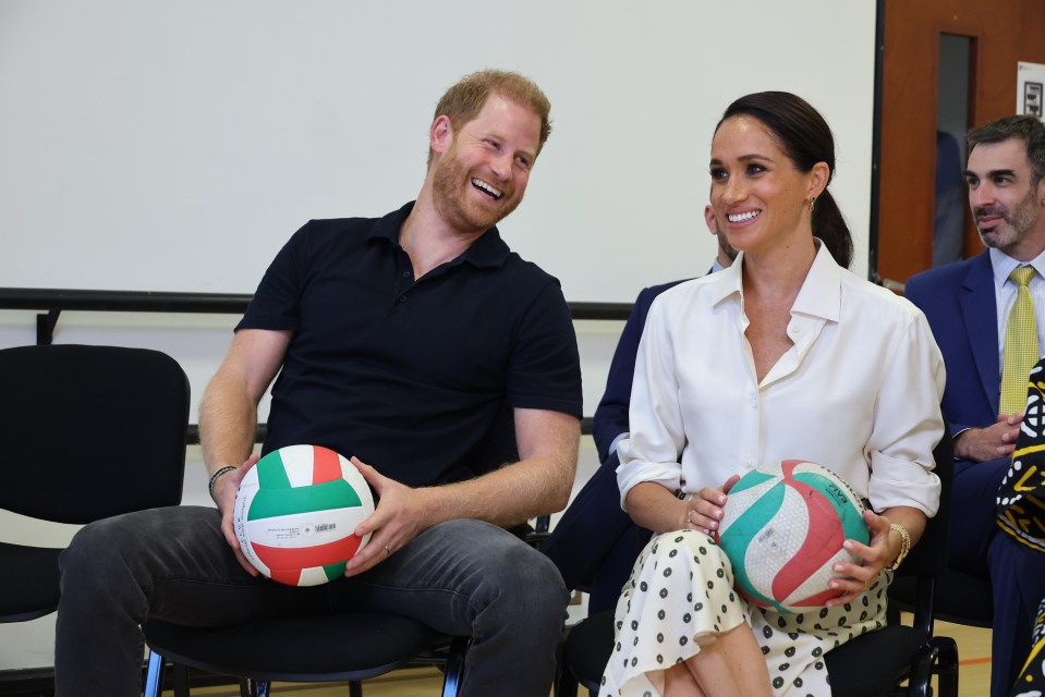 Prince Harry and Meghan beamed at a training session with Invictus Games Team Colombia at the Centro de Rehabilitación Inclusiva