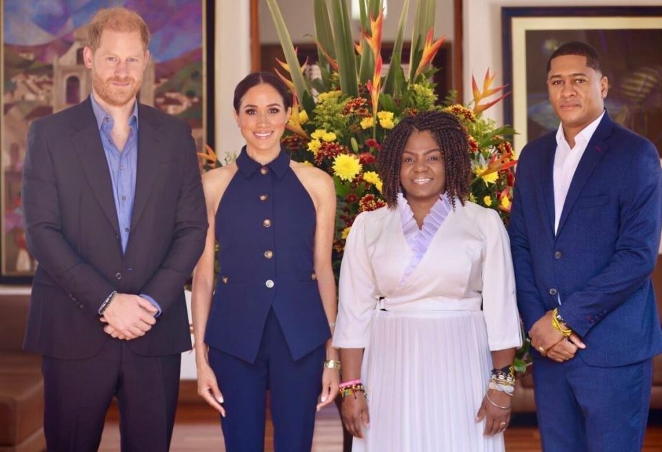 Prince Harry and Meghan Markle meeting Vice President Francia Márquez and her partner, Rafael Yerney Pinillos