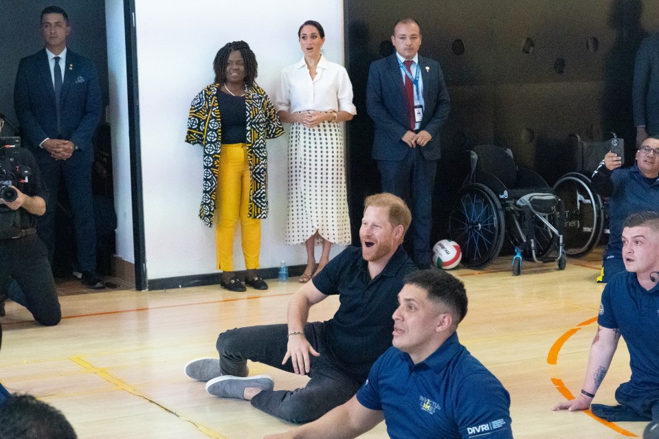 Pinillo and Harry were called in and took part while the Vice President and Meghan cheered from the sidelines