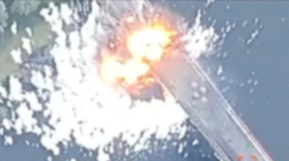 A huge Ukrainian blast on one of Putin's bridges