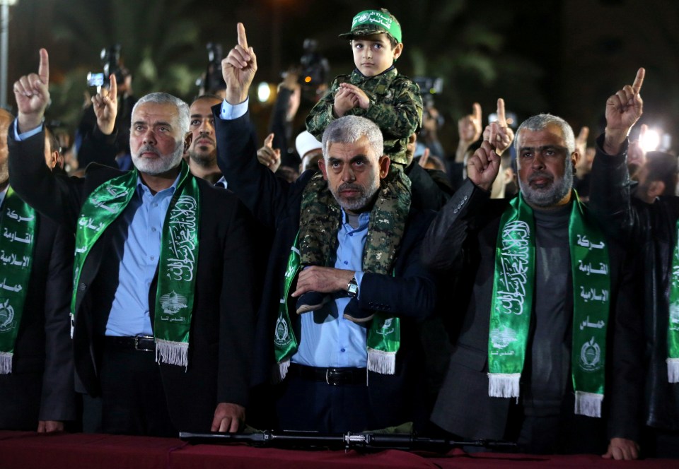 Sinwar (Middle) has been the IDF's main target for months for his sick involvement in the October 7 massacre