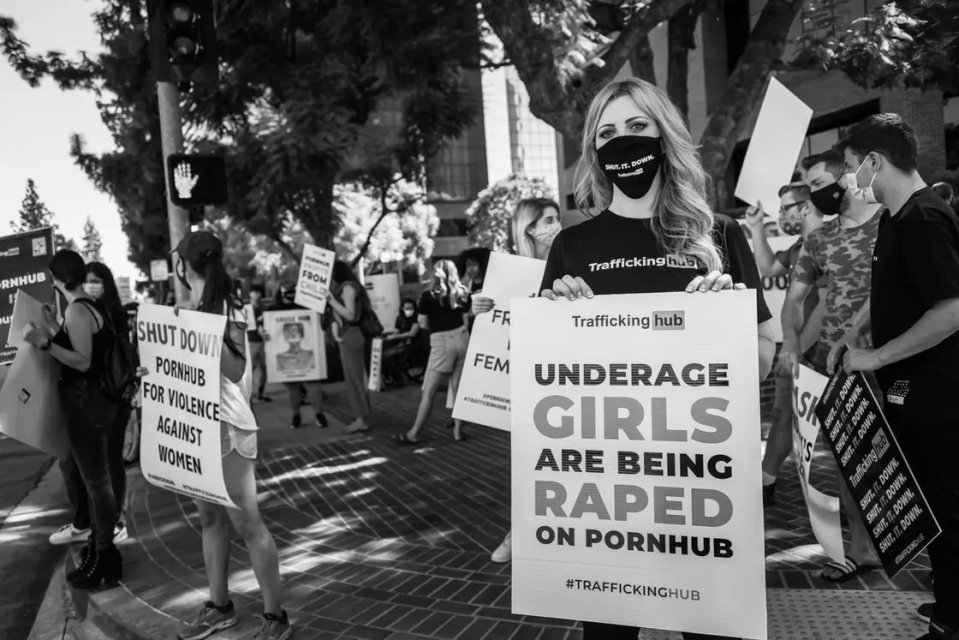 Laila Mickelwait at a demonstration in Los Angeles