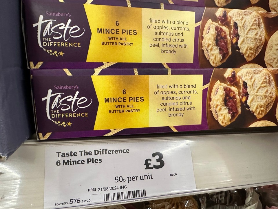 sainsbury 's taste the difference 6 mince pies with all butter pastry