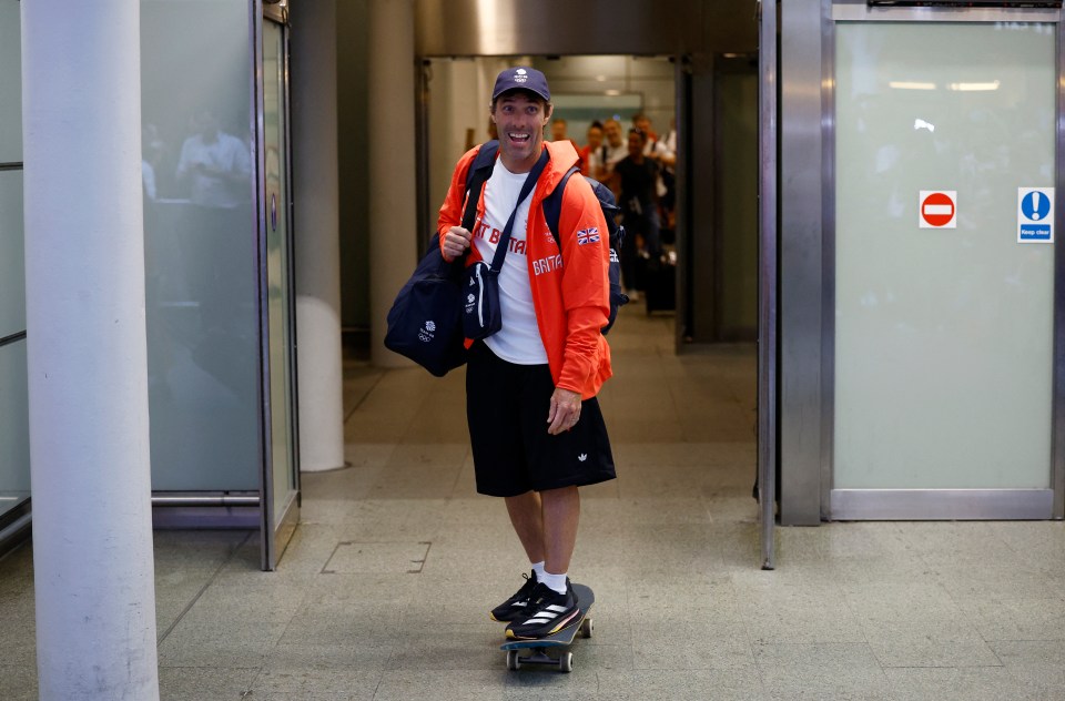 Skateboarder Andy Macdonald rolled through the station on his board