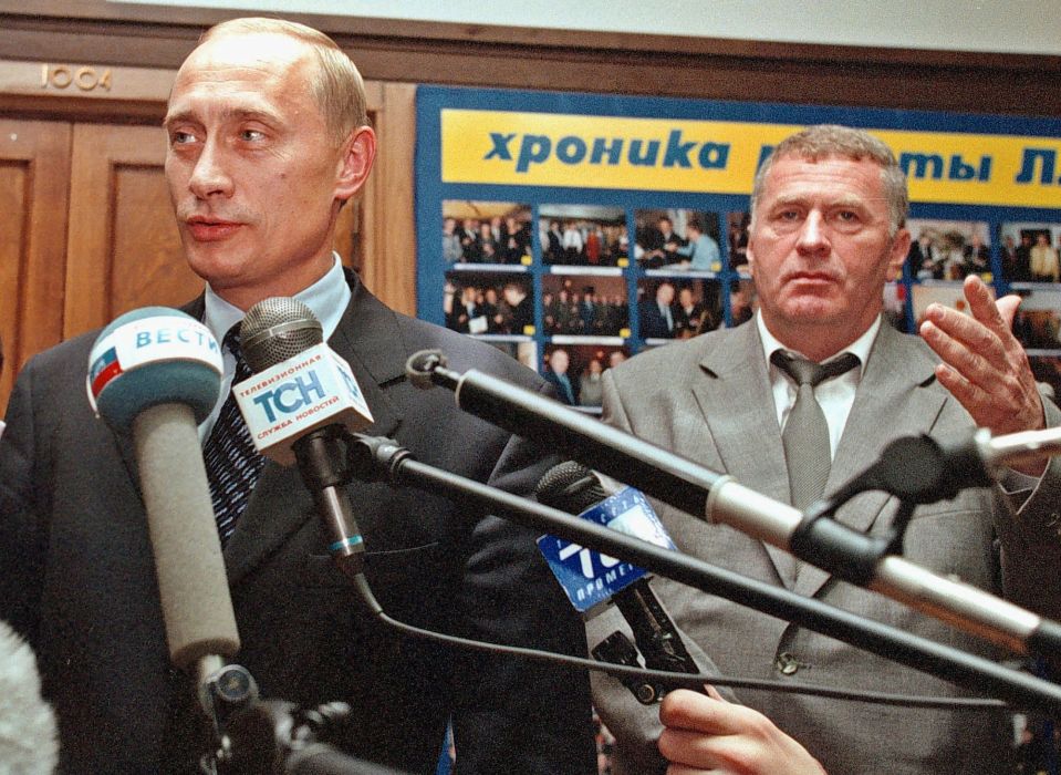 The Russian president speaking to the media during his early political career