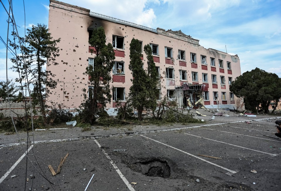 A building blitzed in Sudzha amid Ukraine's ongoing assault