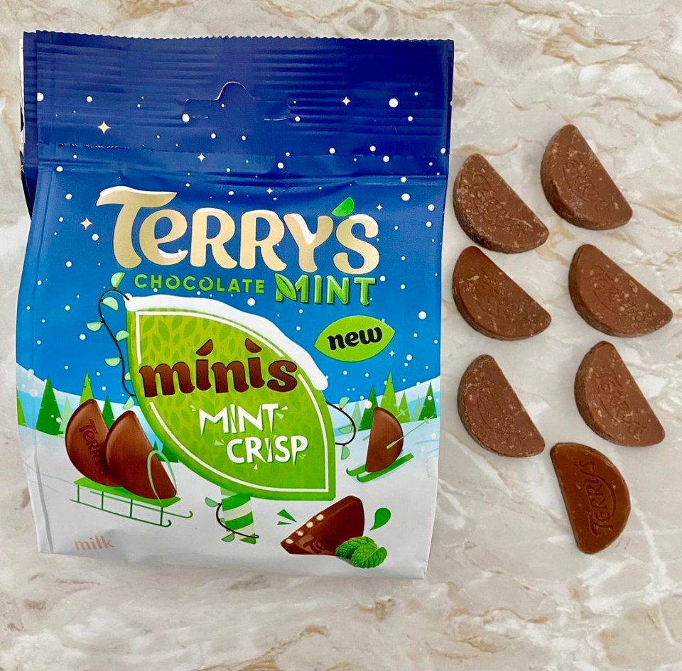 a bag of terry 's chocolate mint minis mint crisp