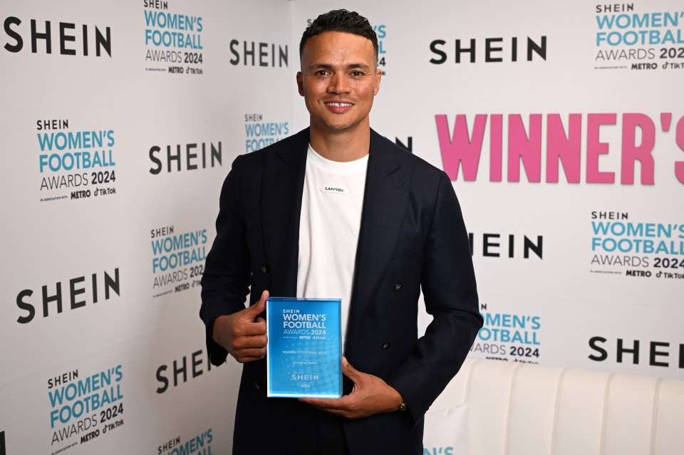 Jenas was named 'Ally of the Year' at this year's Women's Football Awards