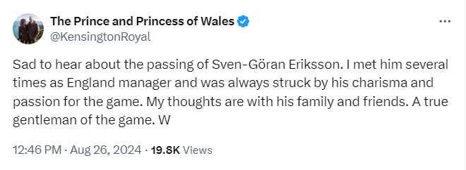 a tweet from the prince and princess of wales