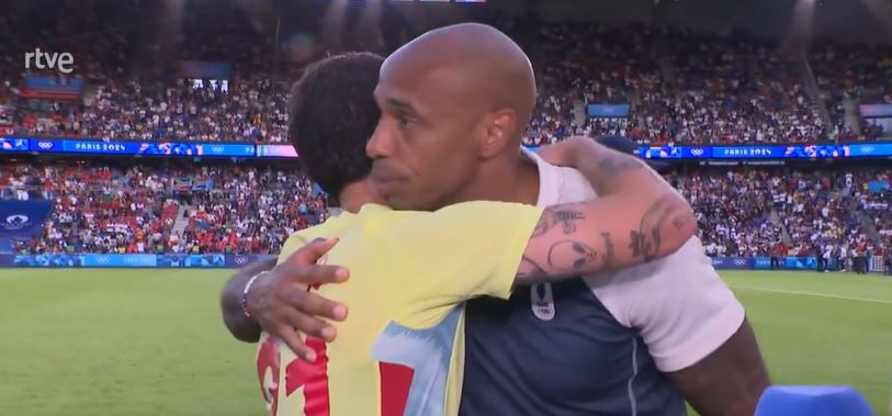 France coach Thierry Henry interrupted Camello's interview after the game