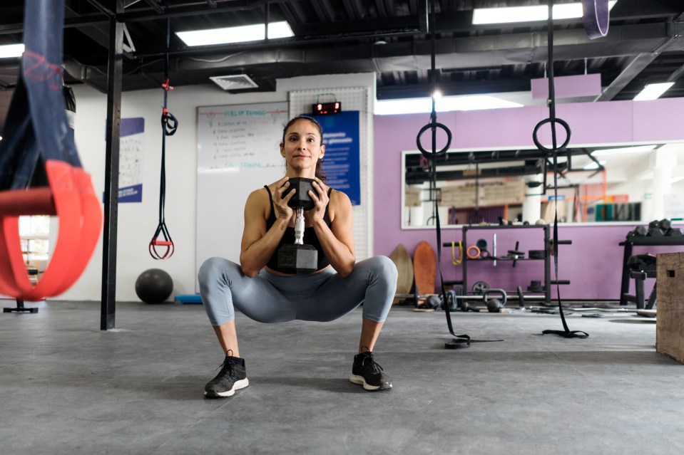 A sumo squat. Imagine pushing through your heels to come back up