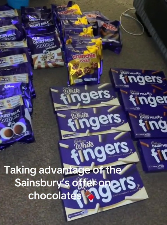 She grabbed lots of different varieties in the chocolate on offer